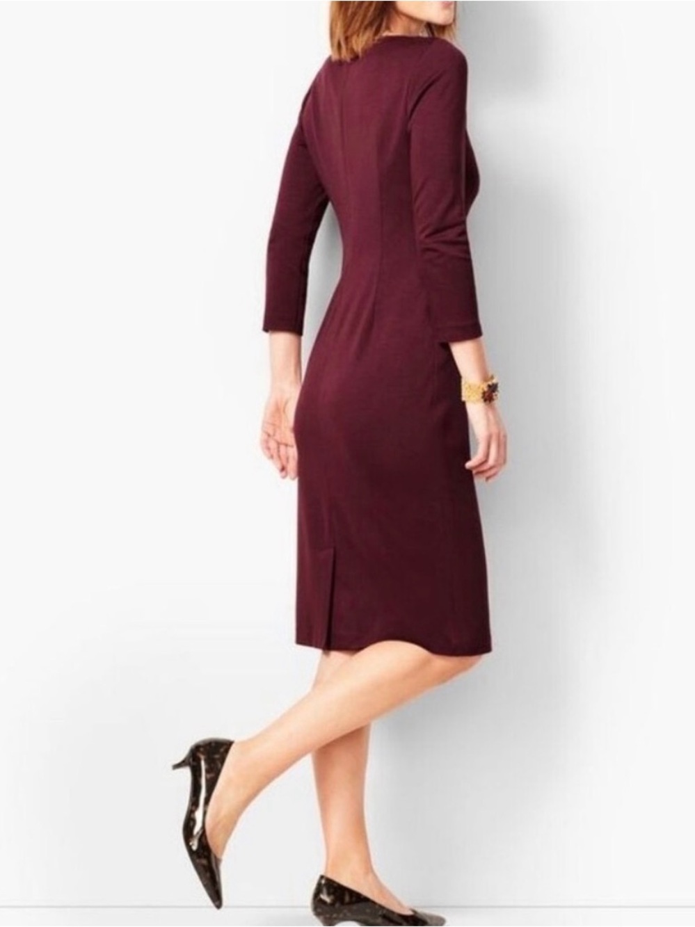 Lafayette 148 New York Burgundy Midi Sheath Dress